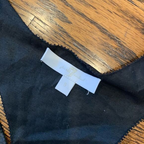 7 FOR ALL MANKIND Black Shine Metal Sparkle Ruffle Dressy Tunic Tank Top S - Picture 2 of 4